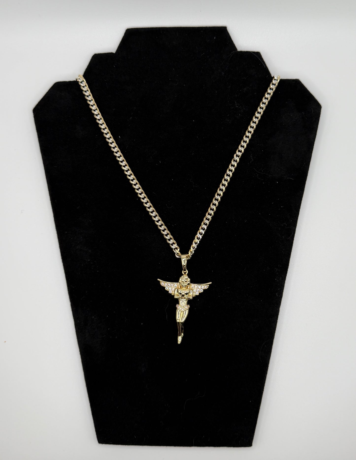 Fine Link Chain with Angel Pendant