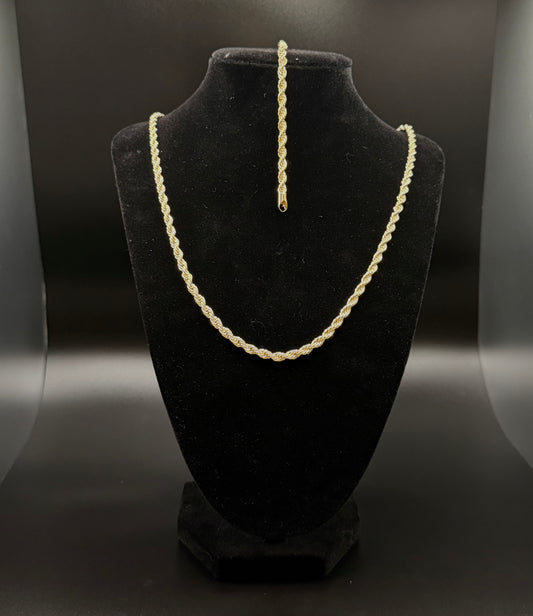 Rope Chain Necklace and Bracelet Set